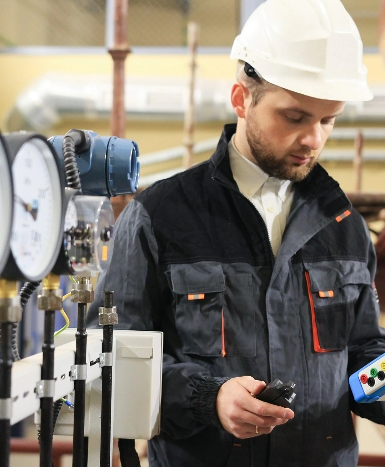 Pracownik robiący pomiar